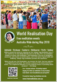 World Realisation Day – Australian events during May 2018.