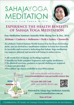 Health benefits of Sahaja Yoga Meditation – Nov & Dec 2016